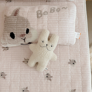 ins可爱儿童床床单秋冬加厚牛奶绒绗缝夹棉保暖床盖软床垫薄褥子
