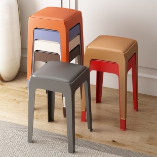 塑料凳子家用加厚客厅餐桌高板凳(高板凳)时尚，方凳现代简约北欧轻奢胶椅子