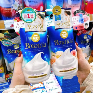 ~日本 COW牛乳石碱沐浴露泡沫牛奶花香味瓶装/替换装蓝色金色