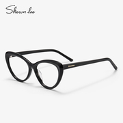 Shawnlee猫眼眼镜眼睛镜框欧美女时尚装饰近视镜板材黑框可配度数