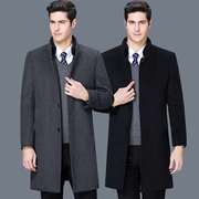 冬季品牌男士羊绒大衣水貂毛立领，加厚男风衣中长款加绒呢子男外套
