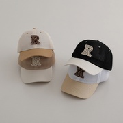 夏季儿童帽子贴布字母R全网鸭舌帽韩版宝宝户外遮阳帽棒球帽