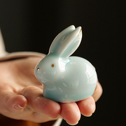 可爱小兔子摆件迷你陶瓷造景花盆微景观动物情侣送礼家居装饰品
