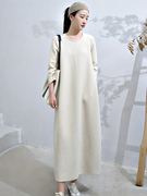 柒白法式空气层针织连衣裙2023年女装气质长袖女神范显瘦长裙