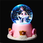 水晶旋转创意音乐盒水球生日礼物梦幻芭蕾女孩卡通飘雪水晶球