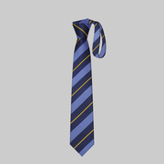 领带男正装衬衫装饰女天蓝底深蓝色细黄条纹设计休闲手打潮7.5cm