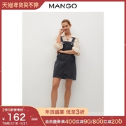 MANGO女装连衣裙2021秋冬短款设计黑色牛仔无袖连身裙