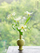 文人调瓶花 陶瓷花瓶摆件 花器复古禅意中式日式插花器皿 小原流