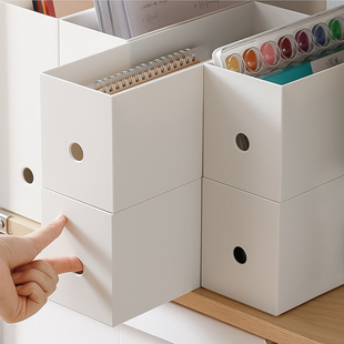 办公室日式白色文件收纳盒窄高型桌面夹缝整理箱书本收纳箱置物架
