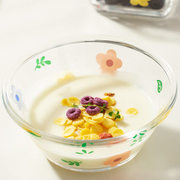 耐热玻璃北欧家用花草ins风餐具凉菜甜品水果沙拉碗玻璃盘子碟子