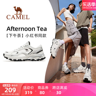下午茶骆驼运动鞋，女款2024休闲女鞋透气鞋子，跑步鞋老爹鞋
