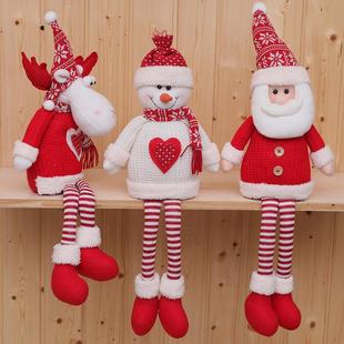 圣诞装饰老人公仔节雪人摆件礼物伸缩布置娃娃品麋鹿用品柜台橱窗