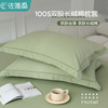 全棉纯棉枕套长绒棉成人整头枕头套，一对装家用绿色枕头枕芯内胆套