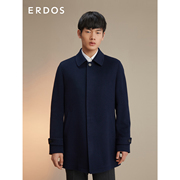 ERDOS 男装纯羊绒大衣秋冬款纯色单排扣中长款外套挺括正装风格