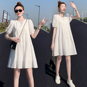 小个子连衣裙2022小清新韩版宽松中长款白色减龄a字娃娃裙女