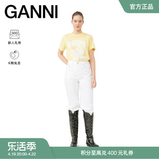 ganni女装水果系列，香蕉印花黄色短袖，t恤衫t3577865