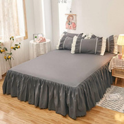 韩版床裙单件公主风床罩式床套保护套床盖色床单单件工厂一件