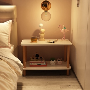 床头柜子置物架小型实木，出租房用现代简约家用卧室简易极窄床边柜