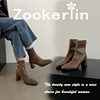 zookerlin短靴女粗跟靴子秋季高跟瘦瘦马丁靴法式小踝靴