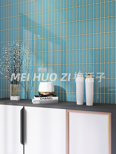 梅活子北欧厨房卫生间长条陶瓷马赛克墙砖餐厅浴室背景瓷砖黑白灰