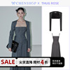 THUG ROSE灰色西装袖坎肩吊带低腰百褶连身裙CHENSHOP设计师品牌