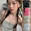韩国yuse23新女款情侣装，网状分层印花褶皱管顶背心吊带