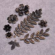 diy复古手工饰品材料古铜色树叶花片多层花朵五叶花片铁质配件