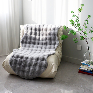现代轻奢短毛绒坐垫毛毛虫懒人沙发垫盖布椅子垫靠背一体加厚保暖