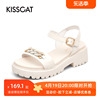 KISSCAT/接吻猫夏季牛皮舒适百搭休闲厚底时装凉鞋女KA21398-52