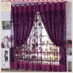 双层成品窗帘欧式窗帘窗纱加厚遮光布卧室客厅婚房紫色落地窗