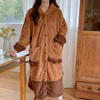 卡皮巴拉睡衣女珊瑚绒，秋冬款豚门熊加厚(熊加厚)长款睡袍连体家居服两件套
