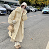 奶黄色减龄长款羽绒服女2023冬韩版宽松保暖时尚90白鸭绒外套
