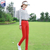 春夏zg-6高尔夫女装球服装，女白色条纹显瘦t恤上衣红色弹力长裤子