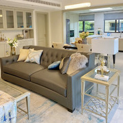 小美式皮艺沙发组合现代简约实木复古欧式沙发茶几小户型别墅家具
