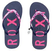 roxy2024年夏季女童夹角凉鞋，白底彩色字母超轻人字拖