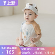 韩国kids clara夏季薄款0-18个月婴儿连身衣宝宝爬服纯棉哈衣