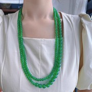 天然正阳绿名族风原创设计绿玛瑙毛衣链玉髓项链时尚女款礼物小众