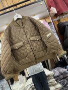 立领菱格棉衣女短款冬季宽松显瘦百搭休闲加厚保暖外套0.6