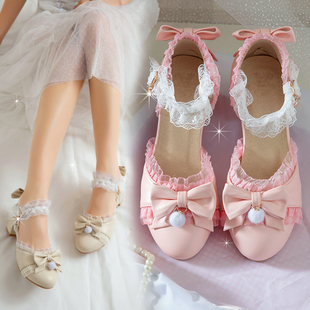 女童包头凉鞋洛丽塔小女孩高跟鞋，lolita鞋子大童儿童萝莉塔公主鞋