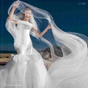 10米超长头纱飘逸软纱影楼，婚纱摄影拍照海滩，外景道具婚照头纱