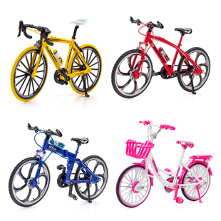 1 8山地自行车合金仿真模型金属摆件女式折叠单车儿童迷你玩具车