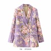 欧美女装    澳洲小众花卉印花紫色西装春秋季女士休闲西服外套