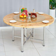 折叠圆桌面台面餐桌圆形家用杉木，圆台桌面板，饭店实木10人吃饭桌子