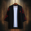 羽织道袍男士外套中国风凤凰图案披风kimono衬衫加厚大码改良汉服