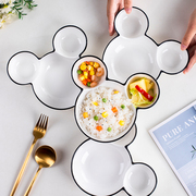北欧盘子家用米奇盘可爱分，格盘创意陶瓷儿童，餐盘ins风水果盘餐具