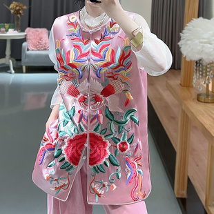 唐装中国风女装2023中式刺绣，背心复古马甲，民族风上衣汉服外套