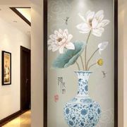 5d瓷砖背景墙玄关平安花瓶，客厅过道迎门墙，走廊微晶壁画仿玉石浮.