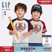 Gap男幼童2024春夏纯棉小熊logo撞色短袖T恤儿童装上衣890230