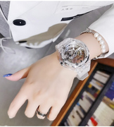 guou古欧品牌机械手表，女士时尚潮流水钻大表盘，镂空高级感石英