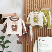 婴儿衣服2024年小孩纯棉卫衣分体，套装八9个月，一2岁男宝宝春装